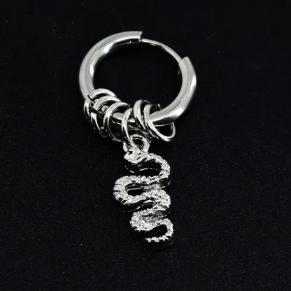 Gothic Hoop Earring with Skeleton Dangle - Image 4