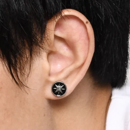 Studded Earrings with Compass Star Design - Image 5