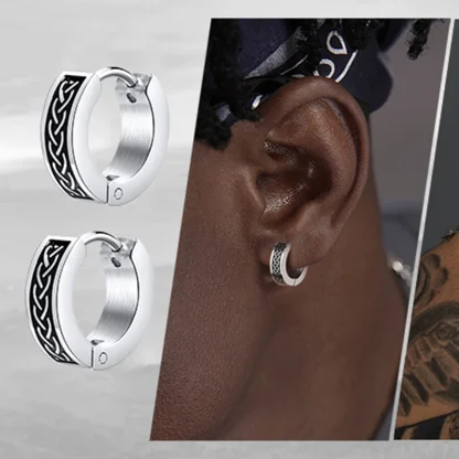 Waterproof Huggie Earrings with Braid Pattern - Image 2