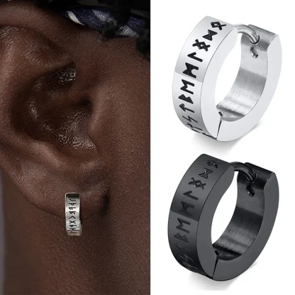 Huggie Earrings with Viking Lettering Design - Image 6