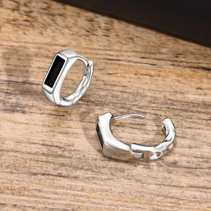 Geometric Earrings with Rectangular Black - Image 4