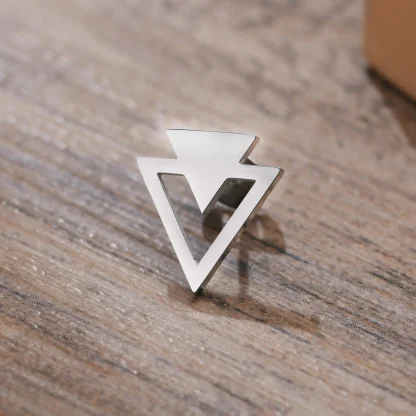 Double Triangle Geometric Stud Earrings - Image 3