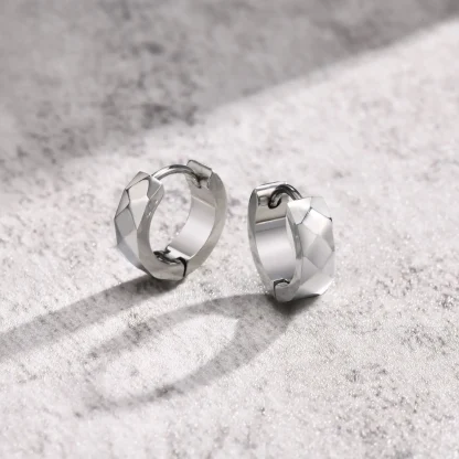 Sleek Geometric Solid Huggie Earrings - Image 2