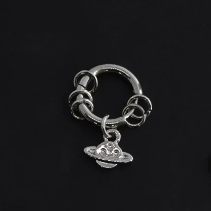 Gothic Hoop Earring with Skeleton Dangle - Image 9
