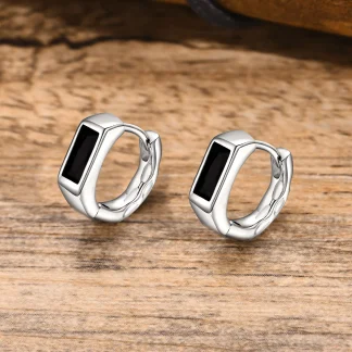 Geometric Earrings with Rectangular Black