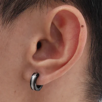 Two Tone Huggie Earrings with Stylish Design - Image 4