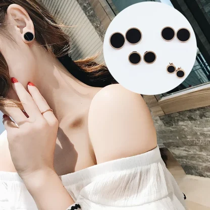 Classic Stud Earrings with Two Tone Design - Image 2