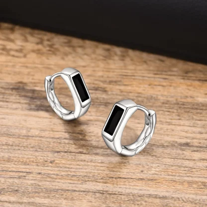 Geometric Earrings with Rectangular Black - Image 5