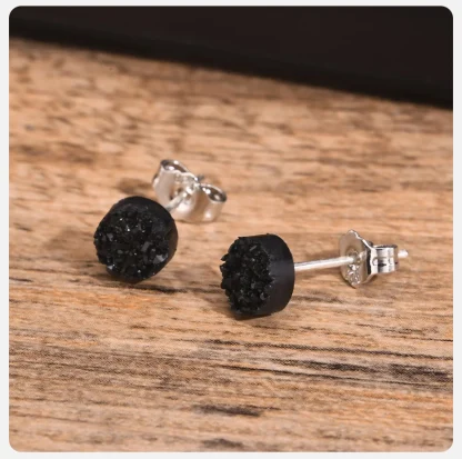 Luxury Black Crystal-like Stud Earrings - Image 6