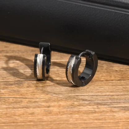 Two Tone Huggie Earrings with Stylish Design - Image 6