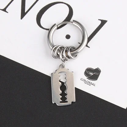 Hoop Earrings with Blade Shape Charm - Image 4