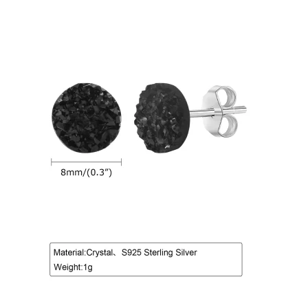 Luxury Black Crystal-like Stud Earrings - Image 8