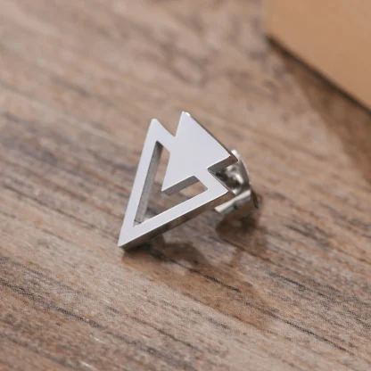 Double Triangle Geometric Stud Earrings - Image 4