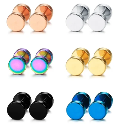 Shiny Stud Earrings with Iridescent Finish - Image 5
