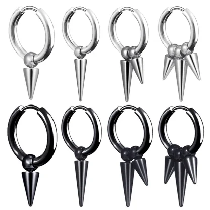 Chain Hoop Earrings with Bar Dangle - Image 13
