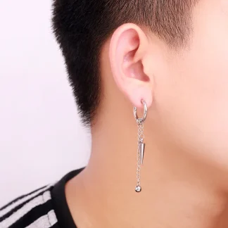 Chain Dangle Earrings with Geometric Design
