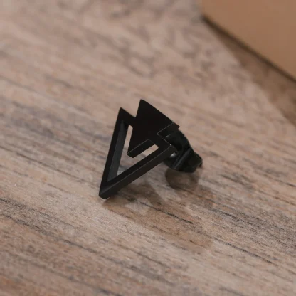 Double Triangle Geometric Stud Earrings - Image 5