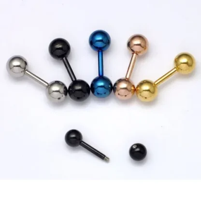 Barbell Ball Earrings with Shiny Finish - Image 4
