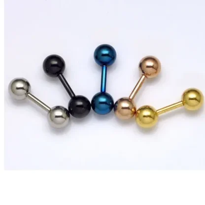Barbell Ball Earrings with Shiny Finish - Image 5