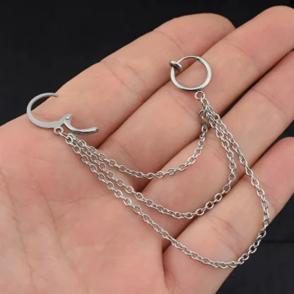 Stylish Earrings with Triple Layered Chain - Image 3