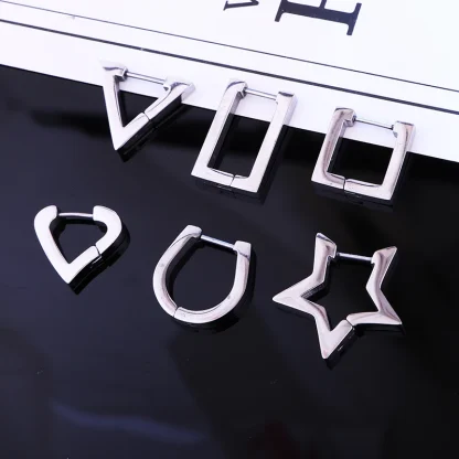 Simple Huggie Earrings with Geometric Design - Image 11