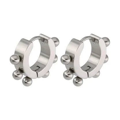 Round Huggie Earrings with Stripe Design - Image 8