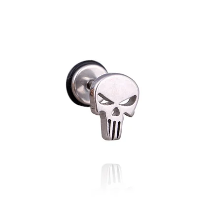 Solid Color Stud Earrings with Skull Decor - Image 7