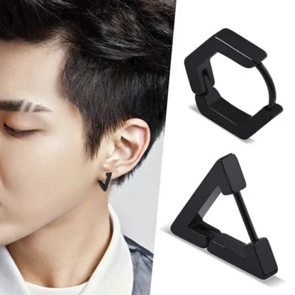 Simple Huggie Earrings with Geometric Design - Image 15