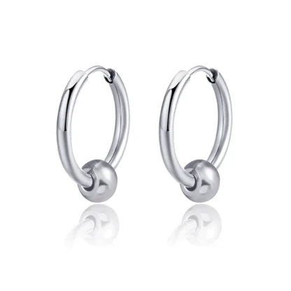 Round Hoop Earrings with Ball Design