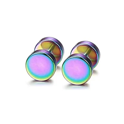 Dumbbell-inspired Gothic Round Stud Earrings - Image 8
