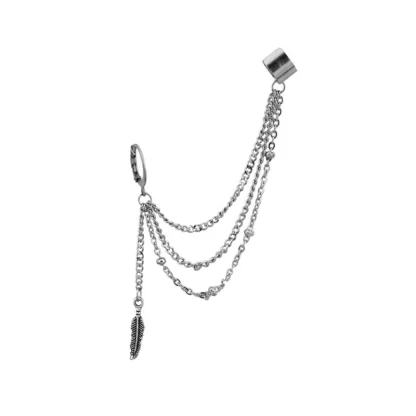 Stylish Earrings with Triple Layered Chain - Image 2