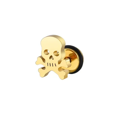 Solid Color Stud Earrings with Skull Decor - Image 8