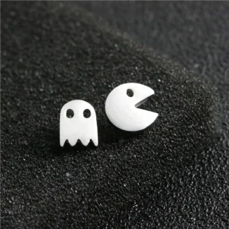 Mini Stud Earrings with Ghost Design