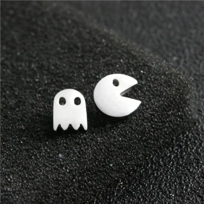 Mini Stud Earrings with Ghost Design