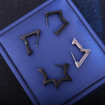 Simple Huggie Earrings with Geometric Design - Image 12