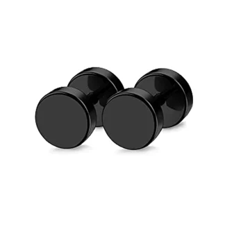 Dumbbell-inspired Gothic Round Stud Earrings