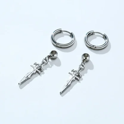 Statement Earrings with Dagger Dangle - Image 3