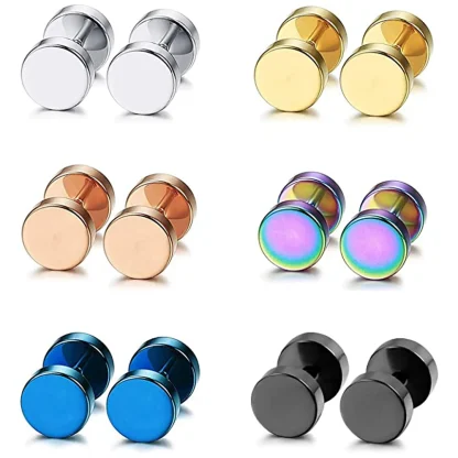 Dumbbell-inspired Gothic Round Stud Earrings - Image 11