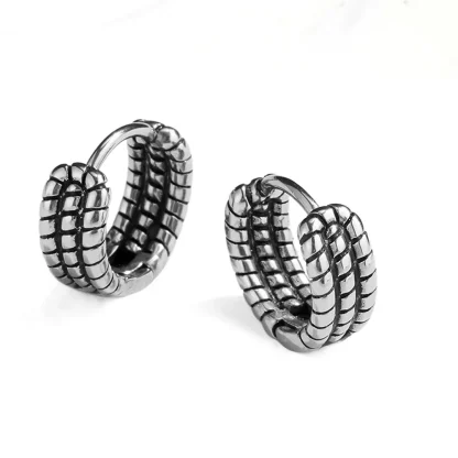 Round Hoop Earrings with Ball Design - Image 2
