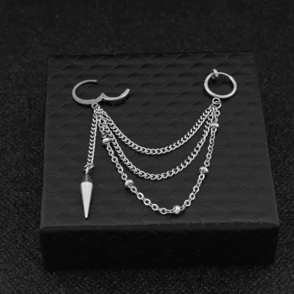 Stylish Earrings with Triple Layered Chain - Image 5