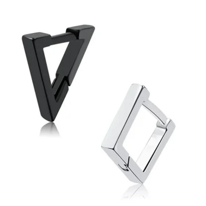 Simple Huggie Earrings with Geometric Design - Image 8