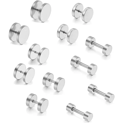 Dumbbell-inspired Gothic Round Stud Earrings - Image 10