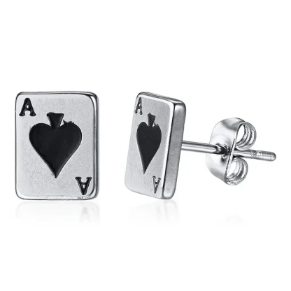 Stylish Stud Earrings with Ace of Spades Design - Image 5