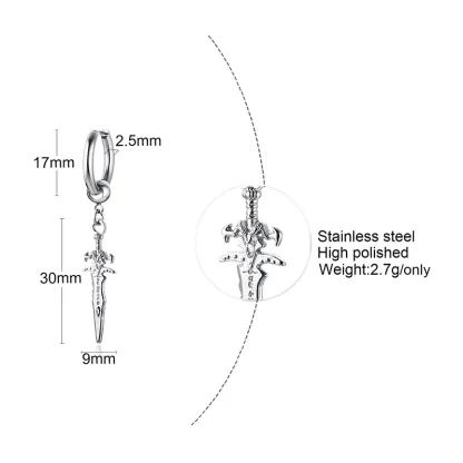 Statement Earrings with Dagger Dangle - Image 8