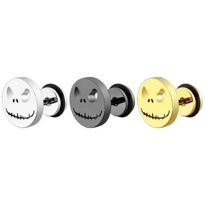 Solid Color Stud Earrings with Skull Decor - Image 12
