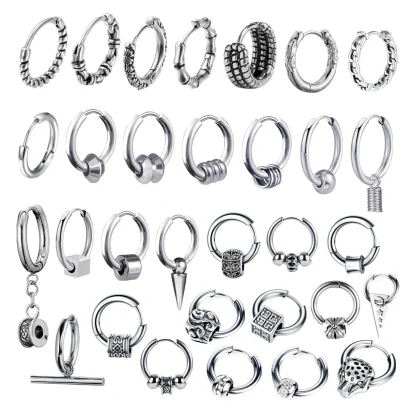 Round Hoop Earrings with Ball Design - Image 10