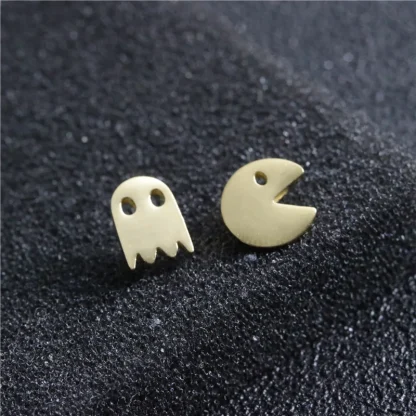 Mini Stud Earrings with Ghost Design - Image 3