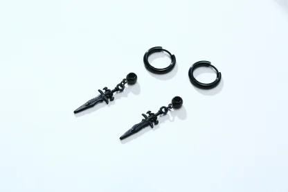 Statement Earrings with Dagger Dangle - Image 6