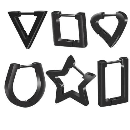 Simple Huggie Earrings with Geometric Design - Image 10