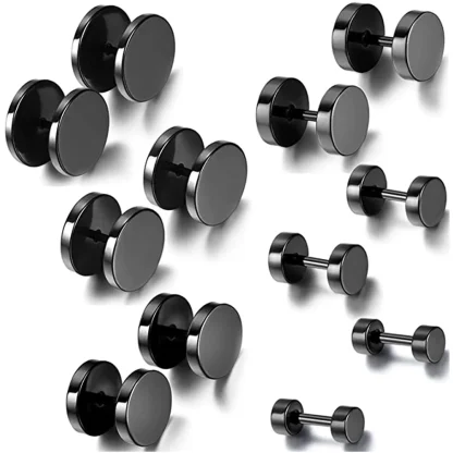 Dumbbell-inspired Gothic Round Stud Earrings - Image 12